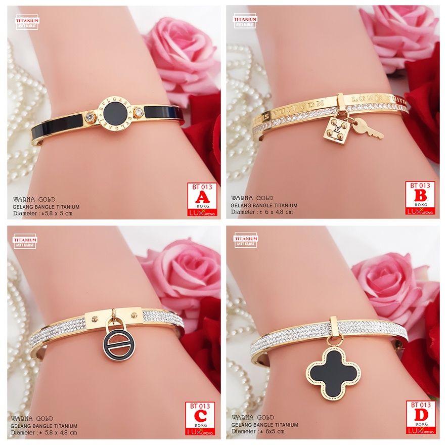 BT 013 Gelang Titanium Gold Anti Karat Perhiasan Bangle Titan Wanita Luxx Xuping