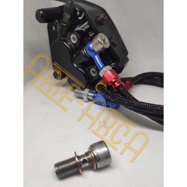 baut  selang rem  stainless baut L banjo master kaliper