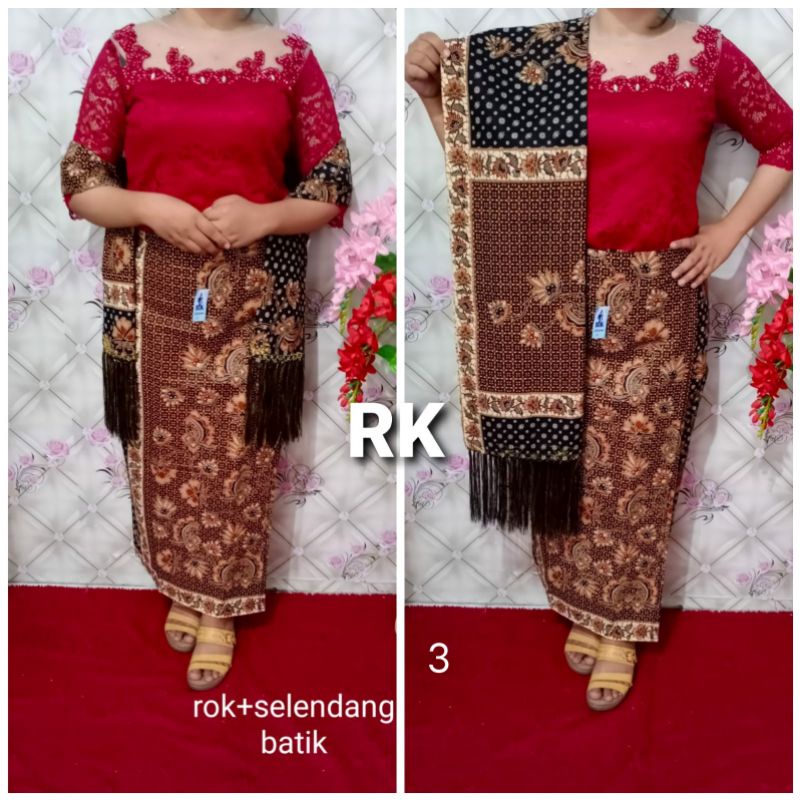 Rok dan Selendang Bordir Motif Batik-2