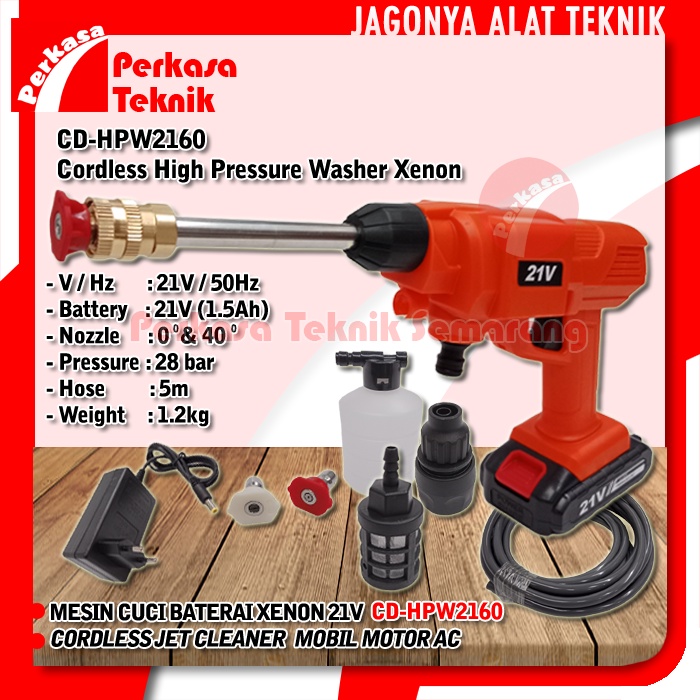XENON MESIN JET CLEANER BATERAI CORDLESS 21V STEAM CUCI AC MOTOR MOBIL