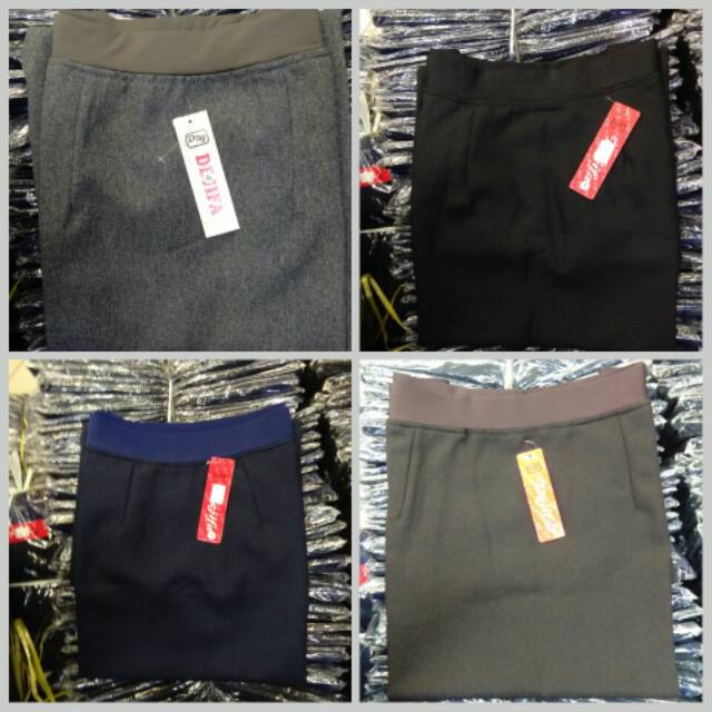 DEJIFA Rok Kerja Panjang Hitam A Bahan Formal Kantor Rok panjang A Jumbo Bahan Gracella Import