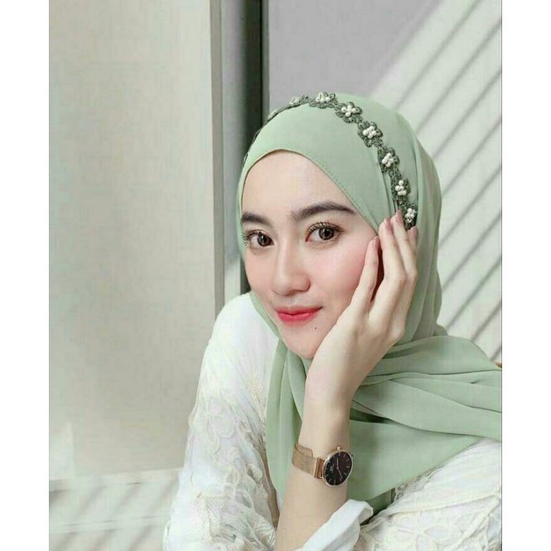 Pashmina mutiara renda / PASHMINA IKAT DIAMOND RENDA MUTIARA / hijab pashmina mutiara