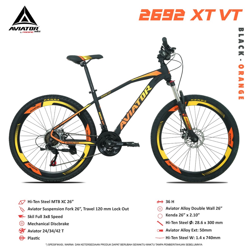 Sepedah Sepeda Gunung Mtb 27,5 Inch Aviator 2690 2692 XT VT Terbaru