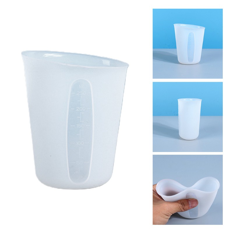 Glitter DIY Crafts Decor Crystal Epoxy Resin Mold 250ml Measuring Cup Mug Silicone Mould