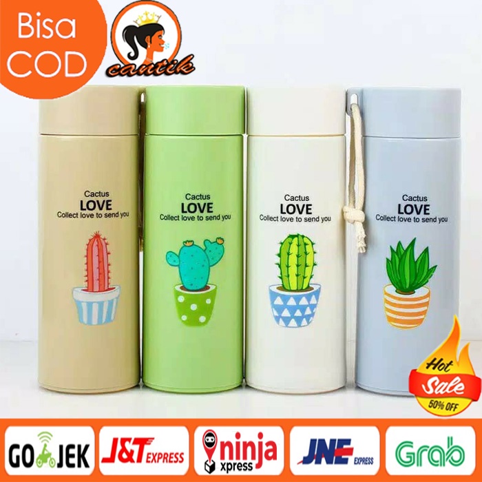 My Bottle Botol Kaca Tumbler Termos Minum Model Kaktus Unik BPA FREE Bahan Beling Cactus