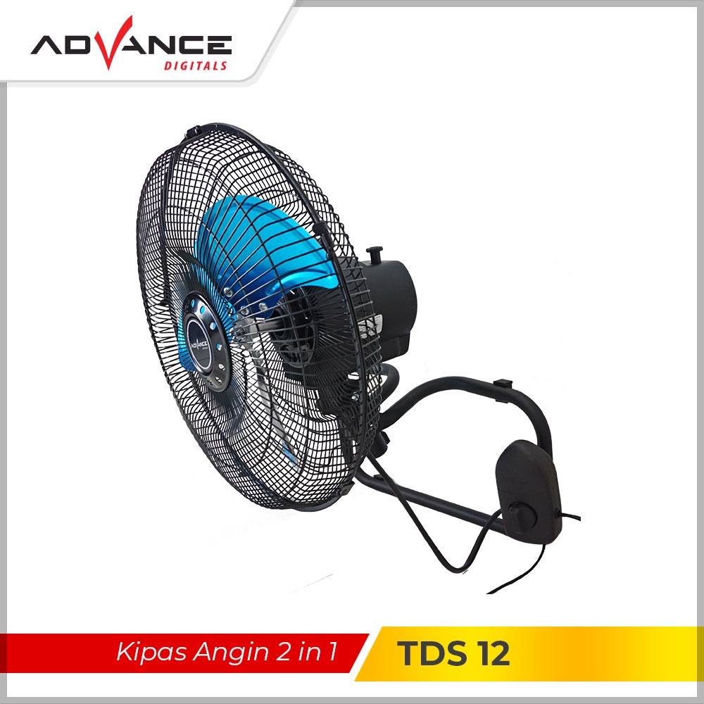 KIPAS ANGIN MULTIFUNGSI | KIPAS ANGIN DINDING DAN KIPAS ANGIN MEJA ADVANCE TDS-12 KIPAS ANGIN SUPER KENCANG - Tali Tarik 3 Mode Kecepatan ADVANCE TDS 12 | FMS