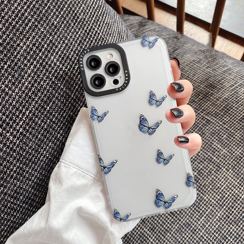 Soft Case Transparan Desain Tify Butterfly Untuk iPhone 6 6s 7 8 Plus 11 12 13 Pro MAX XR X XS MAX