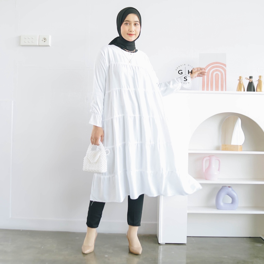 (DBY) LONG TUNIK CEMPAKA BUSUI MIDI DRESS RAYON OVERSIZE