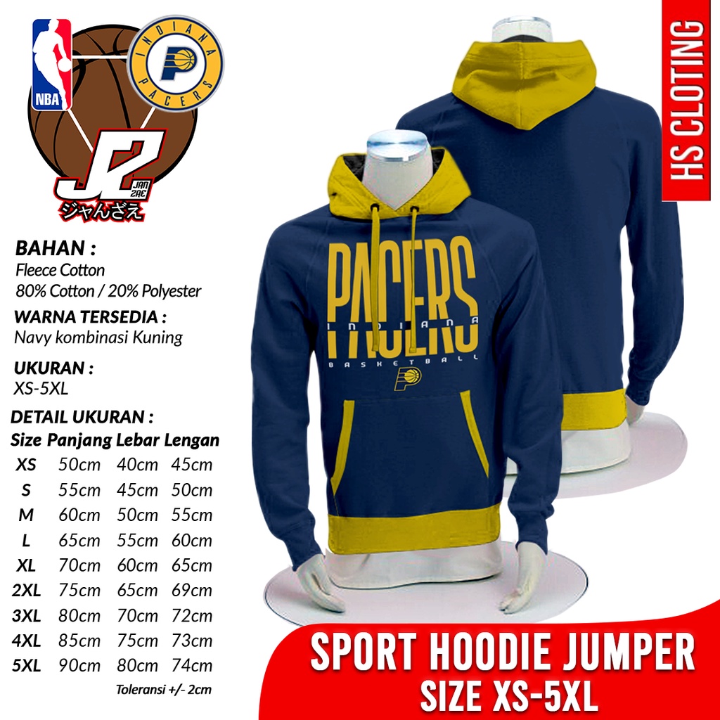 Jaket Basketball XS-5XL INDIANA PACERS NBA JANZAE Eastern Conference Central Division Team Bola Bask
