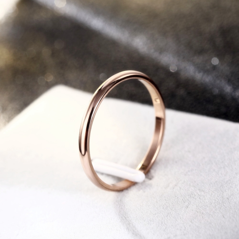 Cincin Bahan Baja Titanium Ukuran 2mm Untuk Pria Dan Wanita