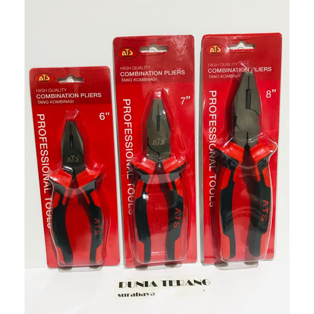 Tang Kombinasi ATS 7in Merah Hitam / Chrome Combination Plier 7 Inchi / Tang Serbaguna