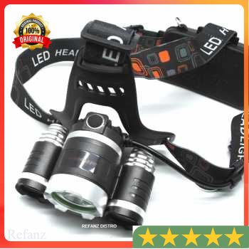 Senter Kepala Power Headlamp 3 LED 5000 Lumens Cree XM-L - TaffLED T6 HD-LD