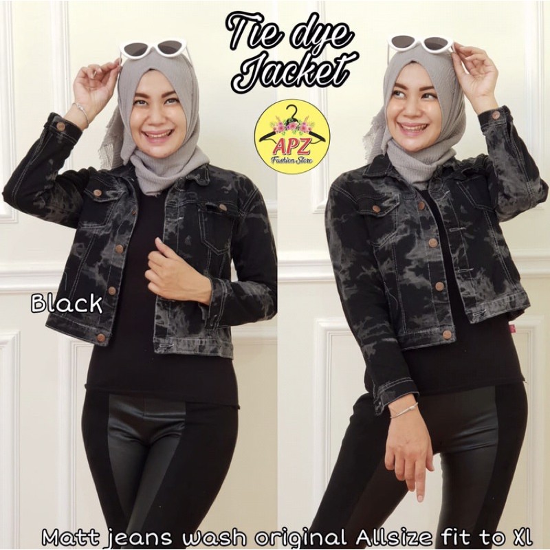 JAKET JEANS WANITA / JAKET TIE DYE / DENIM TIEDYE / MERAH KUNING ARMY HITAM TIE DYE