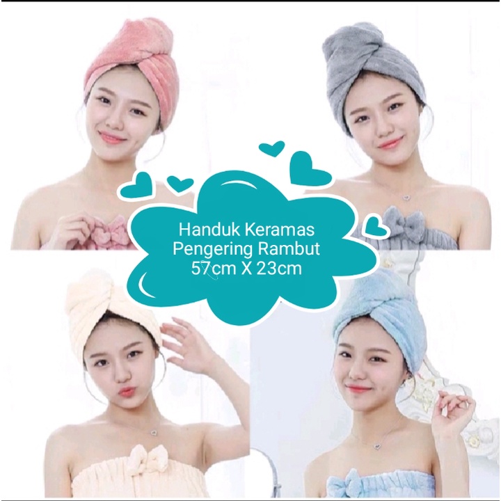 HANDUK KERAMAS DEWASA 57CM X 23CM / HANDUK PENGERING RAMBUT / HEAD TOWEL FAST DRY HAIR