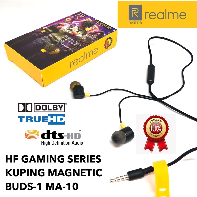 GROSIR HANDSFREE REALME BUDS1 MA10 GAMING SERIES KUPING MAGNETIC SUARA HD SOUND