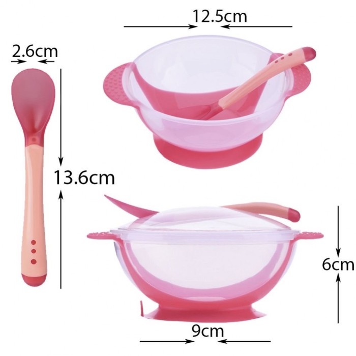 Set mangkok bayi sendok silicone mangkok bayi anti slip silikon aman anti geser tumpah