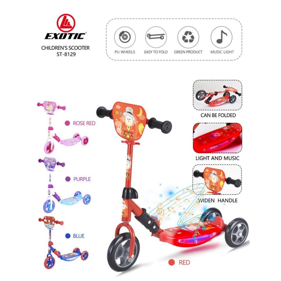 Scooter Skuter Anak Otoped Exotic ST8129 Roda 3 Musik Lampu Bisa di Lipat  By Pacific-4