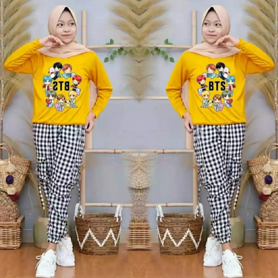 SETELAN ANAK ANAK PEREMPUAN BTS KID TANGGUNG TERBARU / BAJU FASHION ANAK PEREMPUAN USIA UMUR 8 9 10 