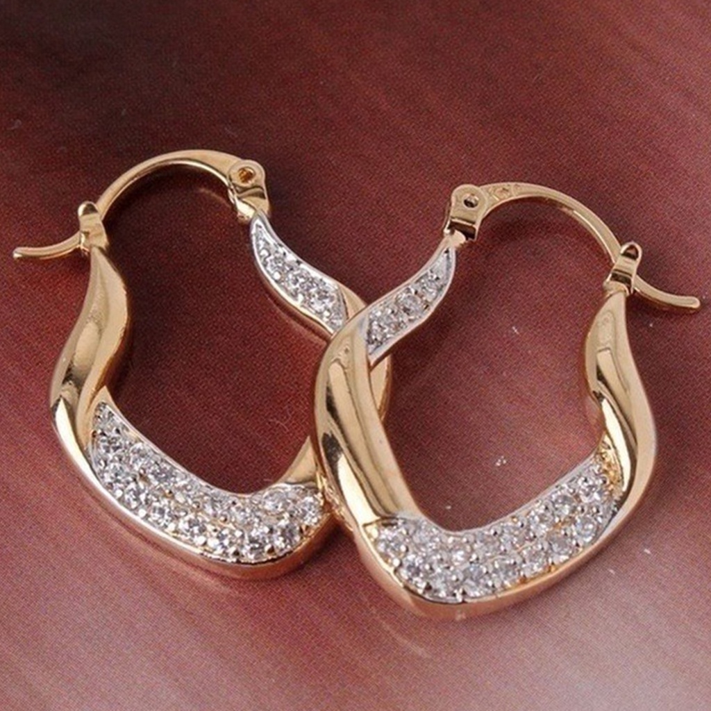 Hu Hu Hu Hu Hu Alat Bantu Pasang Kacamata♡ Anting Tusuk Bentuk U Geometri Hias Berlian Imitasi Untuk Wanita