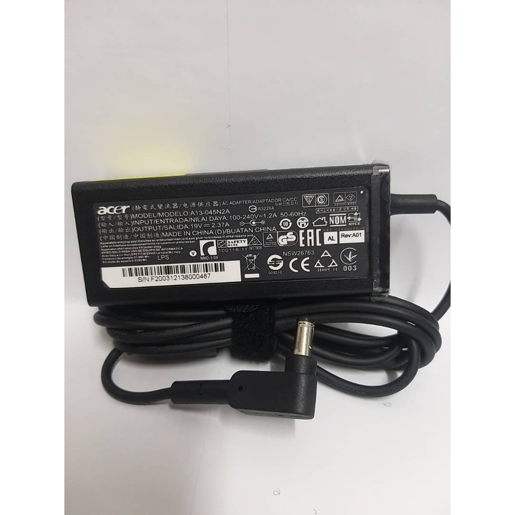 Charger Laptop For Aspire ES1-512 A13 ES1-711 S5 V3-371 E5-371 19V~2.37A(5.5*1.7mm)45W