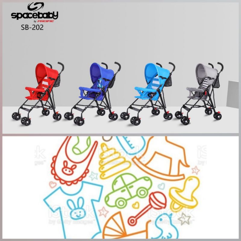 Kereta dorong bayi Spacebaby SB202 posisi duduk saja Buggy Baby Stroller