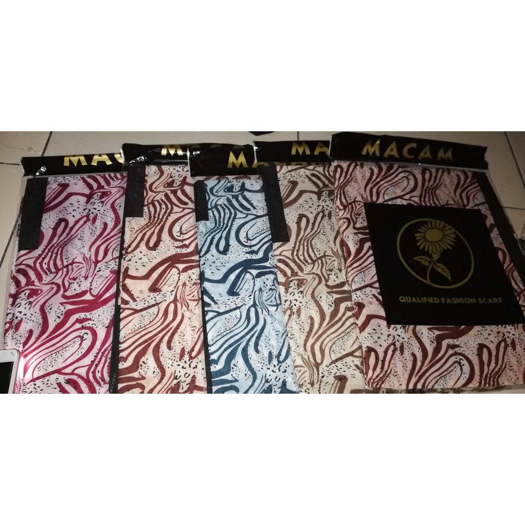 Segi empat Saudia platinum voal macam grosir jilbab motif scarf azzara