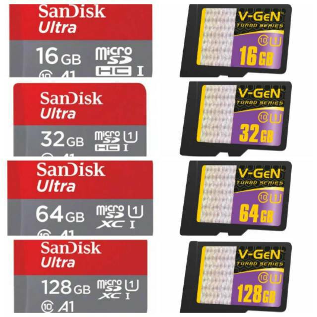 Vgen MicroSd 16gb 32gb 64gb 128gb Class 10 up to 100mbps Turbo series