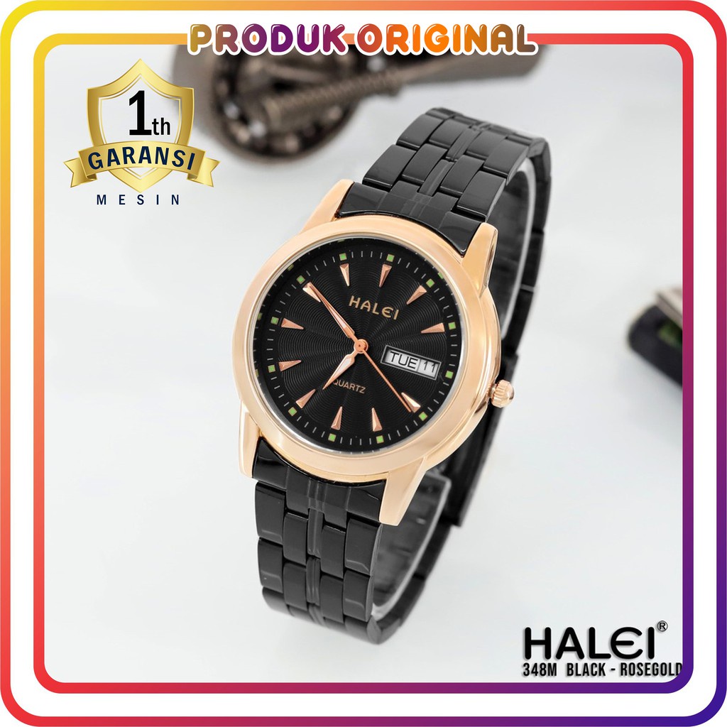 COD JAM TANGAN PRIA HALEI ORIGINAL 348 TANGGAL HARI AKTIF WATER RESISTANT STAINLES STEEL