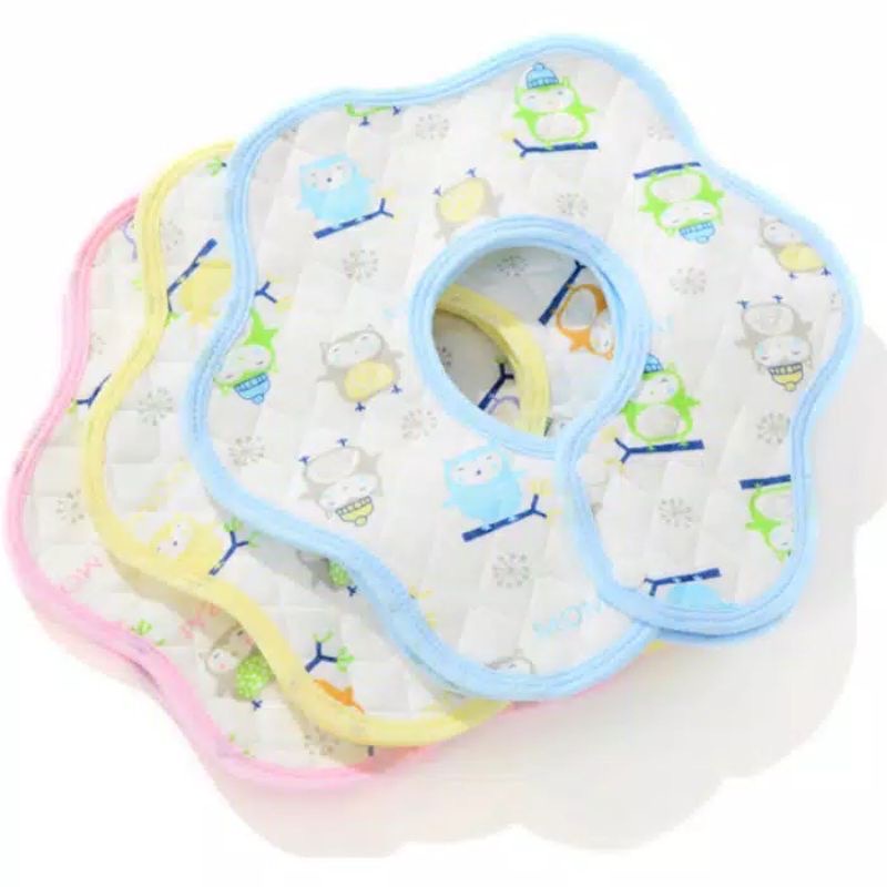 Celemek Kain Bulat - Slabber Bayi Bentuk Bulat - Celemek Makan Bayi - Bib Bentuk Bulat - Baby Slabber