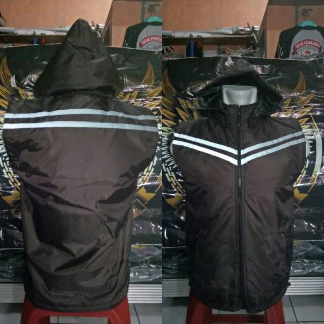 Jaket rompi parasut motor list dark glow