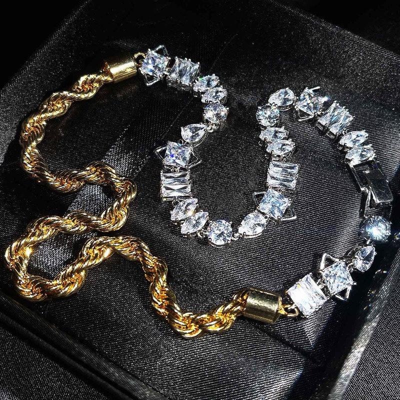 Fashion Creative Two-Color Electroplating Necklace High Carbon Diamond Heavy Industry Bracelet