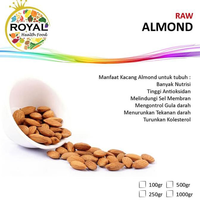 

Raw Whole Almond Natural 250Gram Kacang Almond Mentah Kupas Utuh 250 G Mentarieka_Shop