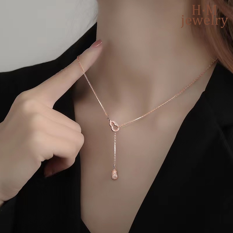 Kalung Rantai Sterling Silver 925 Dengan Liontin Labu Warna Rose Gold Untuk Wanita