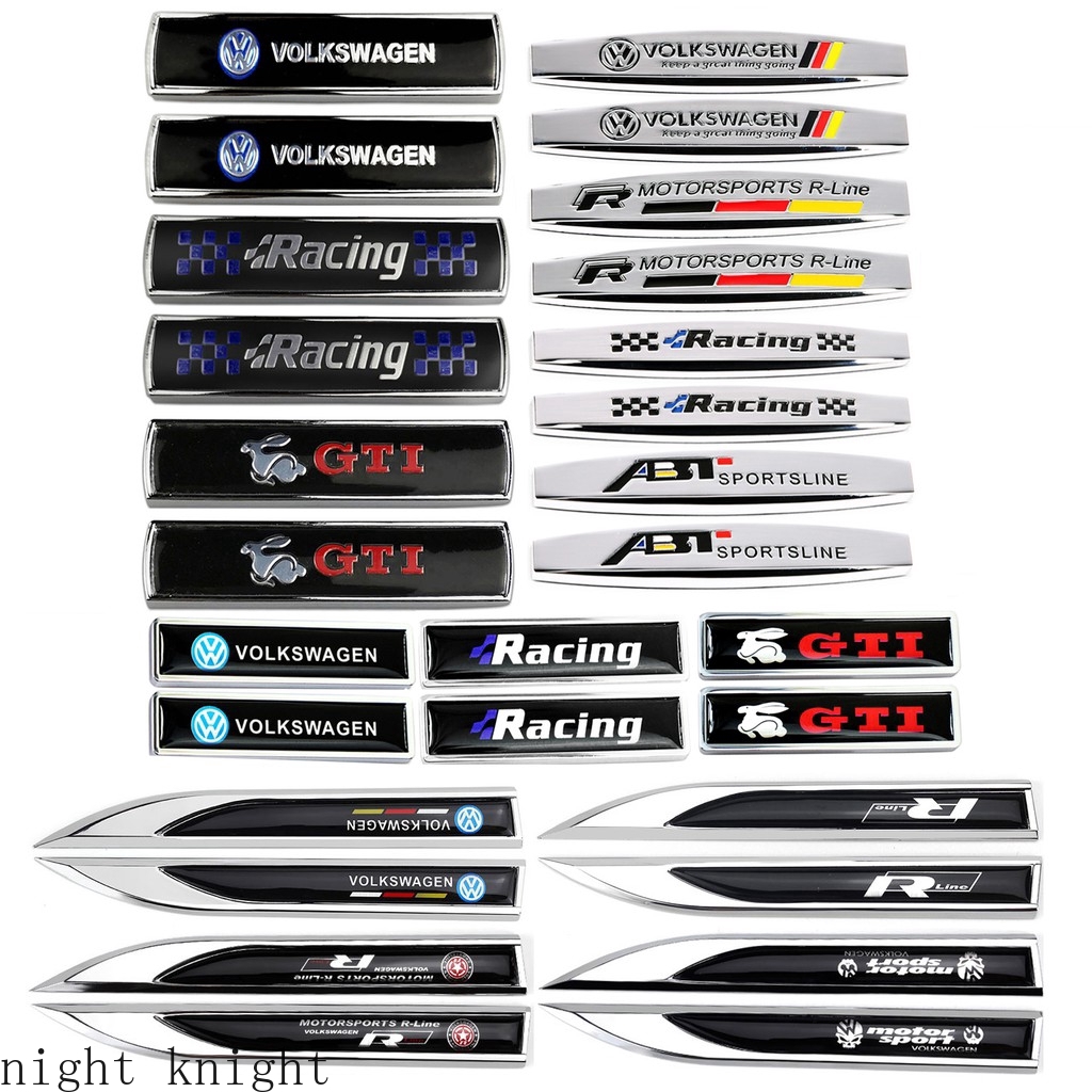 2pcs Stiker Emblem S Racing Gti Abt Rline Bahan Metal Untuk Mobil Volkswagen Vw