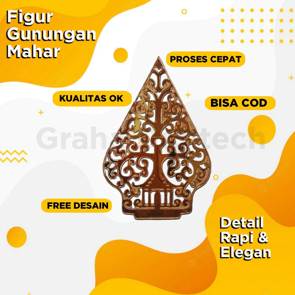 GUNUNGAN WAYANG AKRILIK GOLD | BAHAN MAHAR AKRILIK