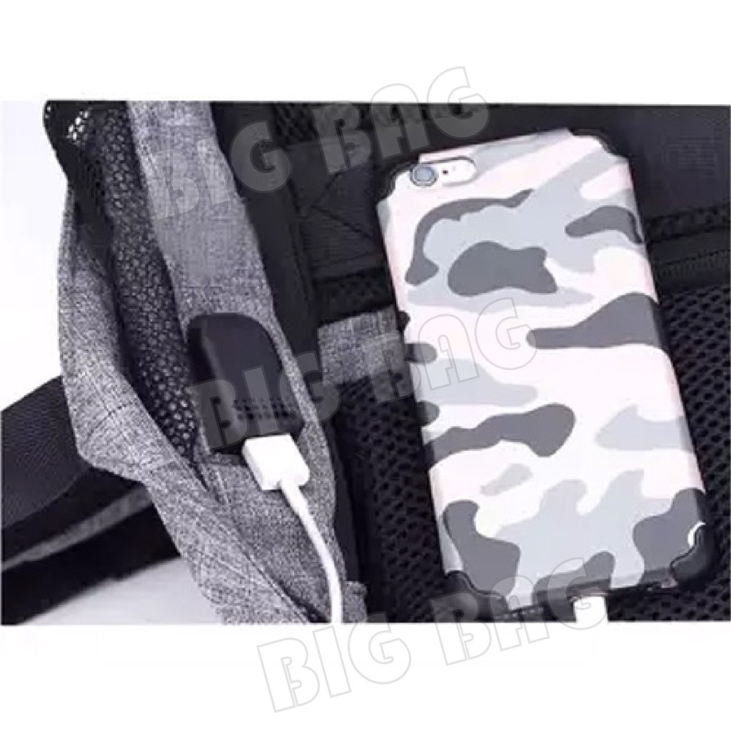 PTS -Tas Ransel  Anti Maling Tas Charger Tas Laptop - Grey