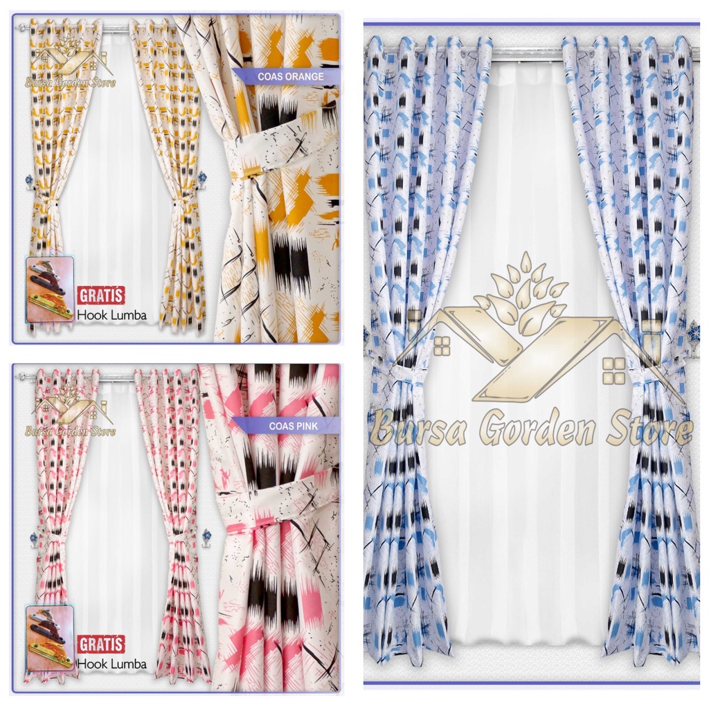 Gorden Jendela Katun kotak Minimalis Hordeng Pintu Ruang Tamu Termurah  Tirai Jendela Pendek Gordeng