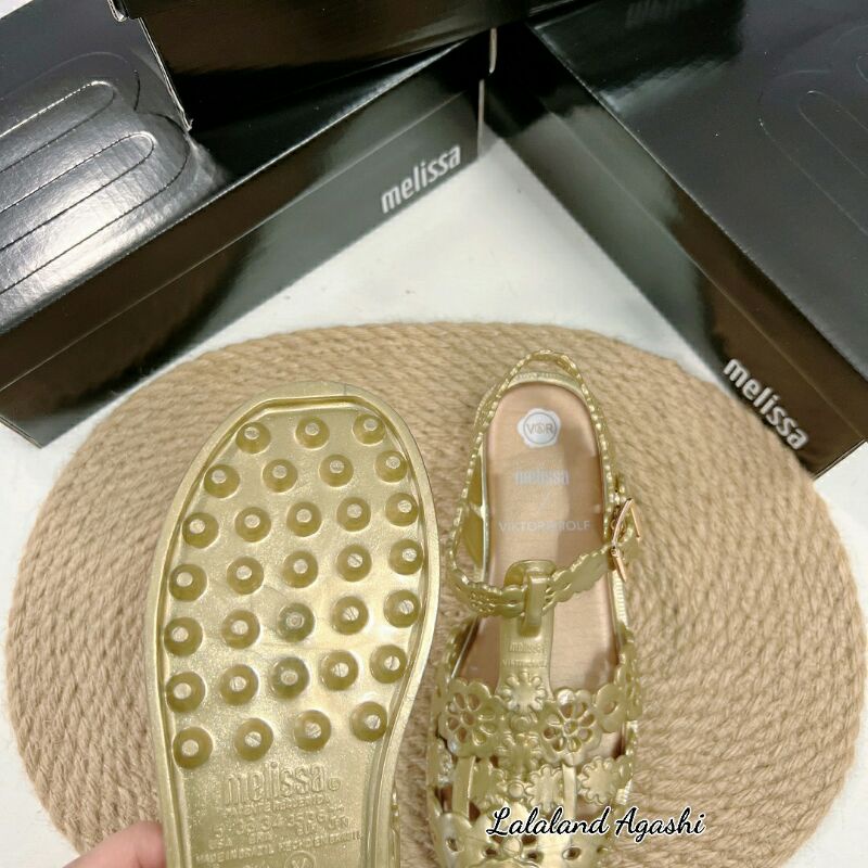 Sepatu  Melissa Possession Lace + Viktor And Rolf Ad GOLD/Sepatu jelly wanita/Sepatu melissa Gold