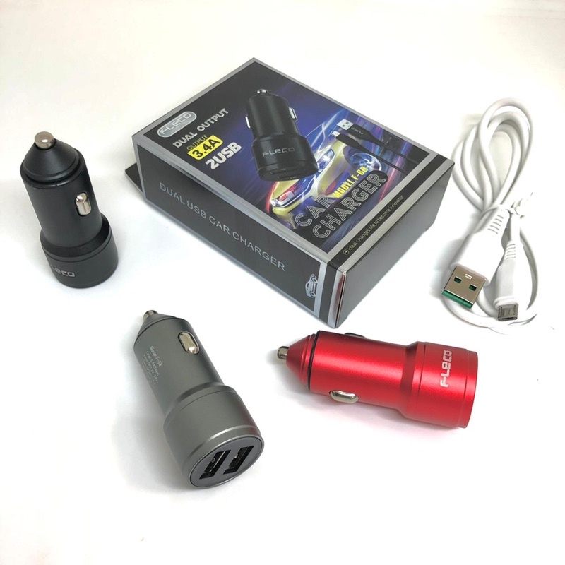 Car charger 2usb plus kabel micro fleco f68 3.4A/Saver Mobil 2usb plus kabel Micro fleco f68