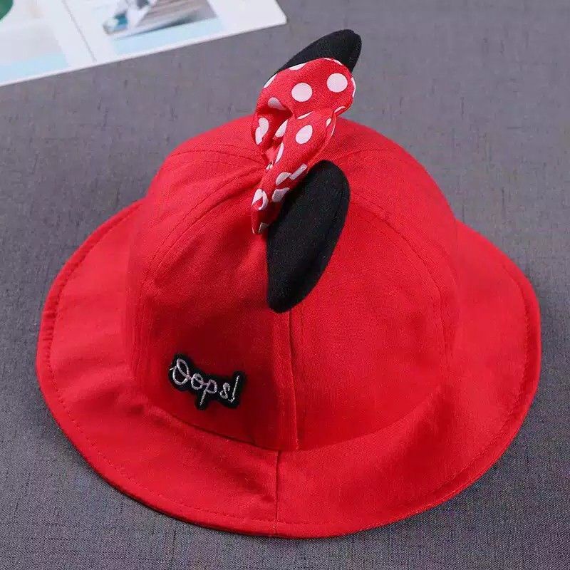 Topi anak bayi balita bucket hat fashion baby motif minnie lucu import-1