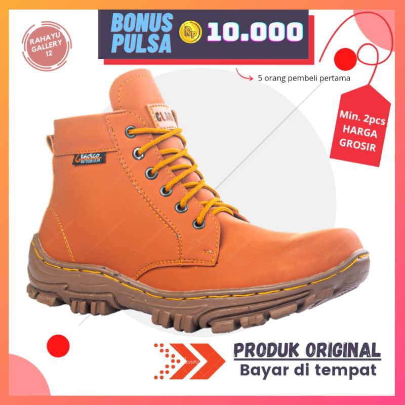 Cladico Try Sepatu Safety Boots Pria Original Kulit Sintetis Premium Sol Ringan Kuat