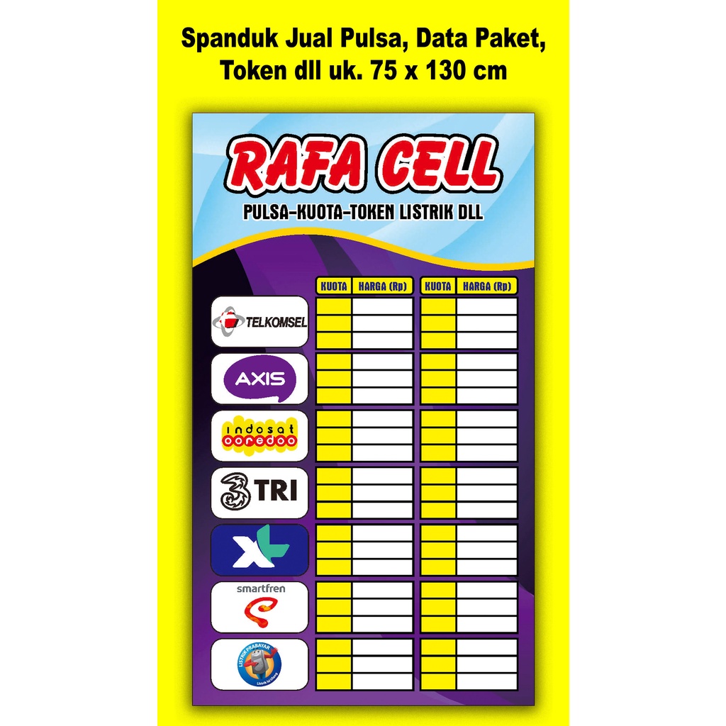 Spanduk Banner Jual Pulsa Paket Data Token Murah