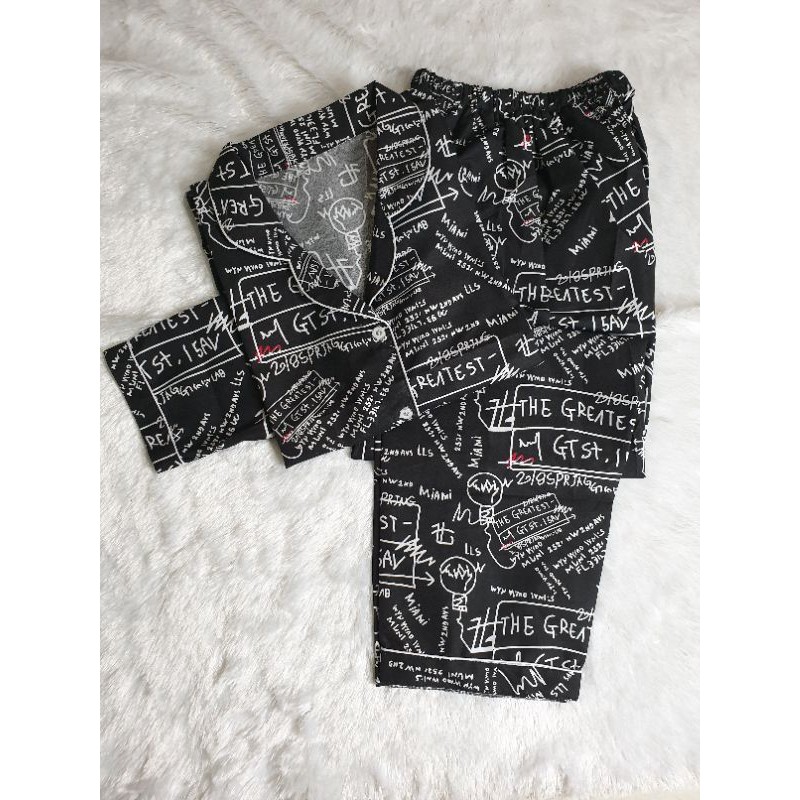 Baju Tidur Piyama Wanita Cewek Pajamas Dewasa Katun Motif Grafitti CP / PP / HP