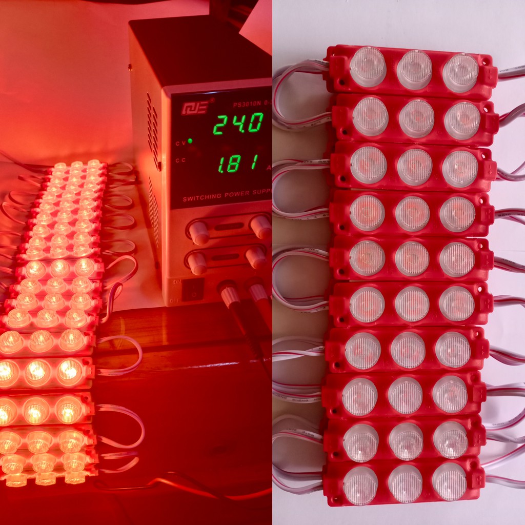 Lampu Led Modul Strip 3 Mata Besar 3 Watt 24 Volt Warna Merah