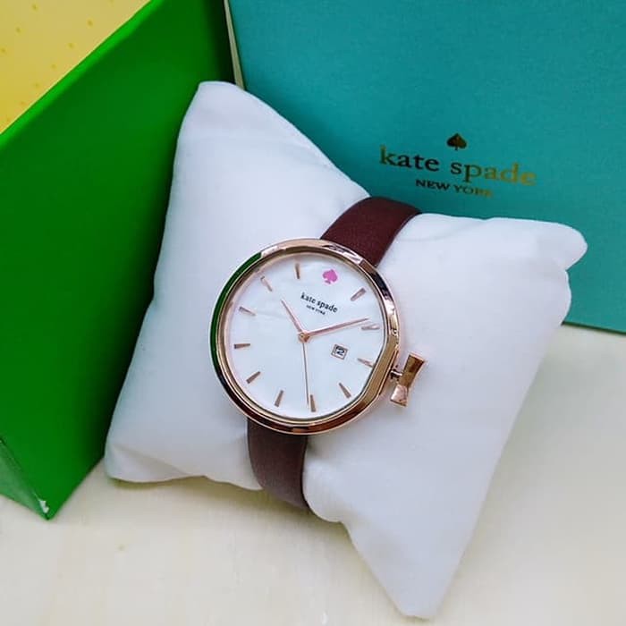 Jam Tangan Wanita / Cewek Kate Spade Date Leather Brown
