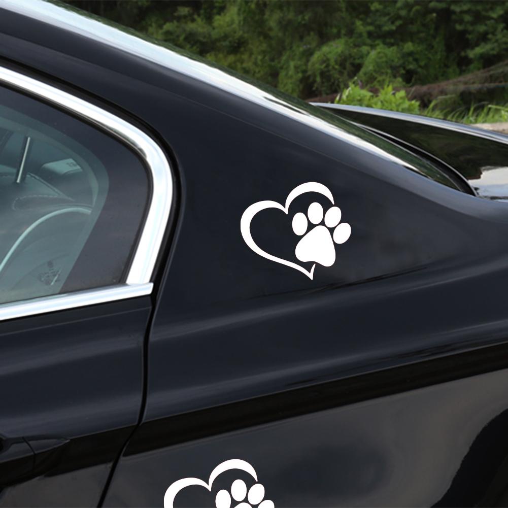 Cute Dog Paw with Peach Heart Car Sticker /  3D Cartoon Animal Car Stickers / Automobile Self-Adhesive PVC Stickers for Car Decoration