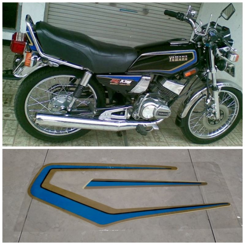 STIKER STRIPING LIS BODY YAMAHA RX KING COBRA THN 1988 1989 HITAM LIS BIRU RX KING 135 STANDART BERK