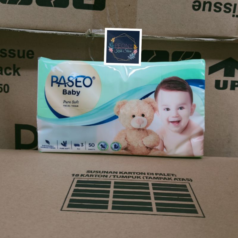 Paseo baby pure soft facial tissue 50 s - 3ply/ Tisu tisue wajah travel pack