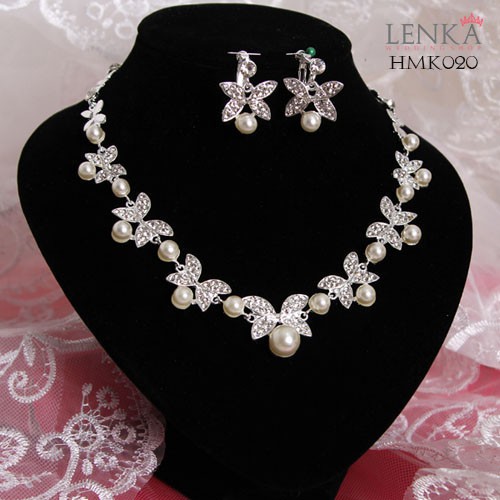 Aksesoris Royal Wedding Modern Paket Crown Kalung Anting Wedding Lenka - HMK020