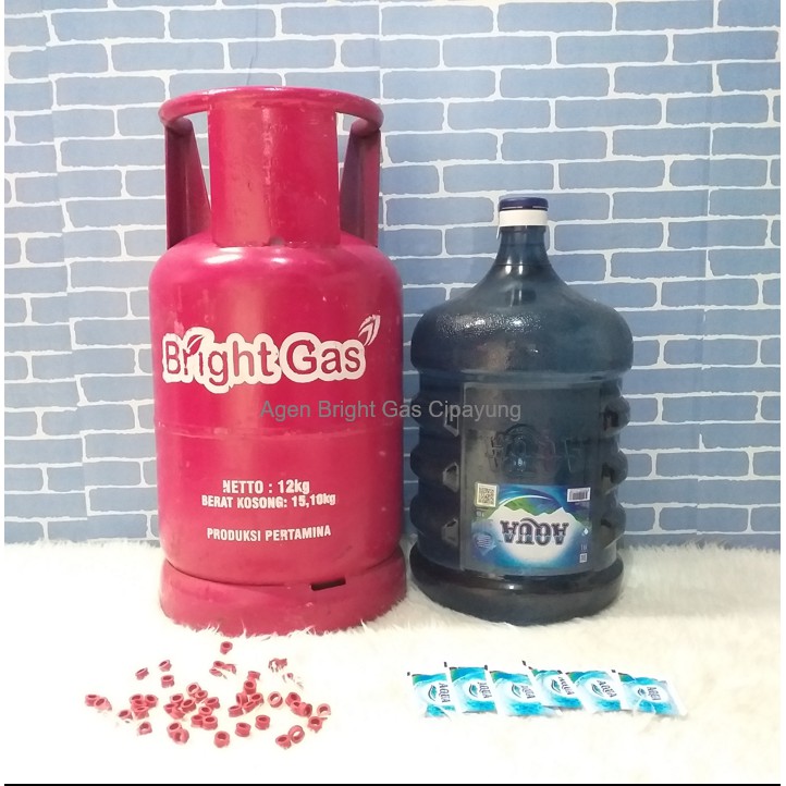 PAKET BRIGHT GAS 12 KG PLUS ISI + AQUA GALON ISI Shopee Indonesia